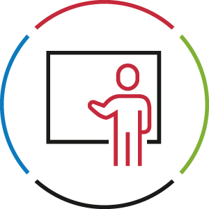 Tábla előtt álló ember ikon