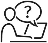 Ember laptopot néz ikon